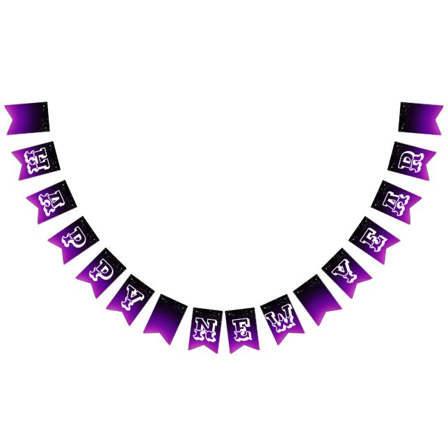 Bandeirinha Feliz ano novo Preto Roxo (Todos)