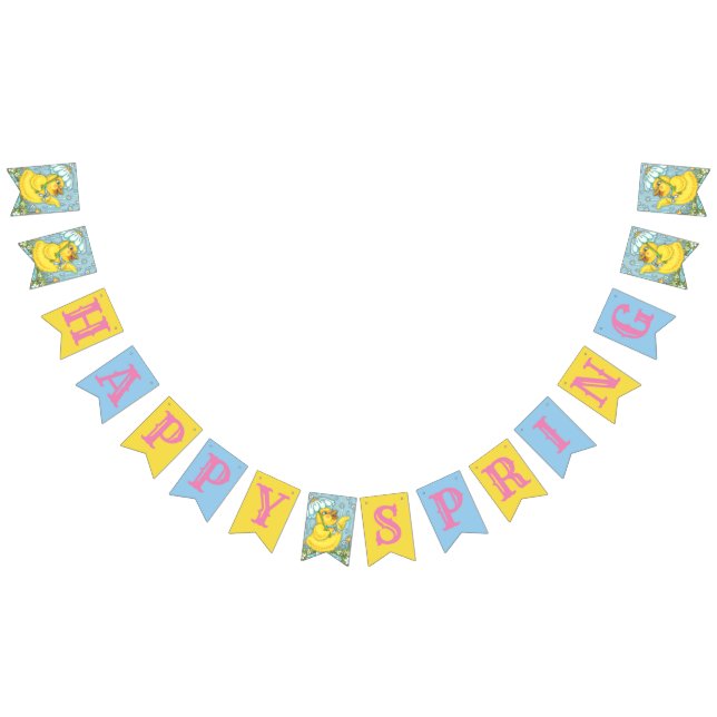 BANDEIRINHA FELIZ BANNER DE BUNTING DO PINTINHO BABY PRIMAVERA (Todos)