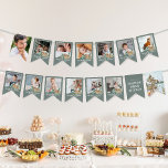 Bandeirinha Feliz Camper | Colagem de Fotografias de 12 Meses<br><div class="desc">Celebre o primeiro ano do seu pequeno aventureiro com este charmoso Feliz Camper 1rua Foto Collage Bunting Flags. Projetado para capturar cada momento especial desde o nascimento até 12 meses, esta faixa personalizável de bunting mostra os marcos do seu bebê em um tema divertido e rústico de acampamento. Com 13...</div>