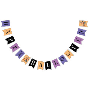 Bandeirinha Feliz Dia das Bruxas   Bruxa Colorida e Gato Negro