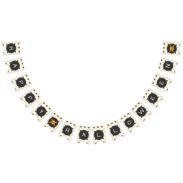 Bandeirinha Feliz Dia das Bruxas. Jack O Lanterna Bolinhas Bra (Todos)