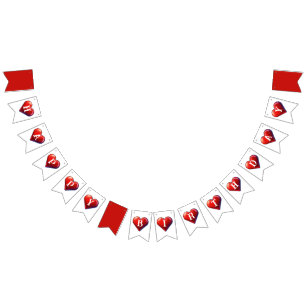 Bandeirinha Feliz Dia de os namorados Vermelho de Aniversário