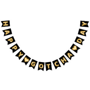 Bandeirinha Feliz Dia do Gotcha - Balões de Folha de Ouro