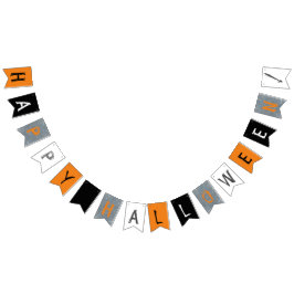 Bandeirinha Feliz Halloween em cores de Halloween
