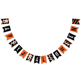 Bandeirinha Feliz Halloween - Laranja, preto, mancha branca