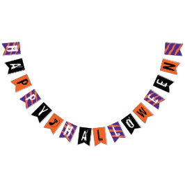 Bandeirinha Feliz Halloween Laranja Roxo Branco Roxo