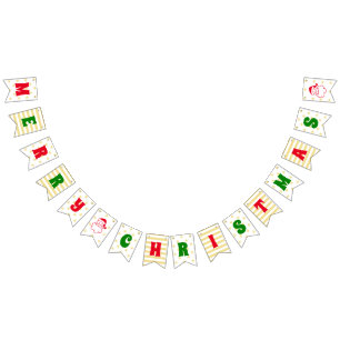 Bandeirinha Feliz Natal Faux Estrelas Douradas Papais noeis Fe