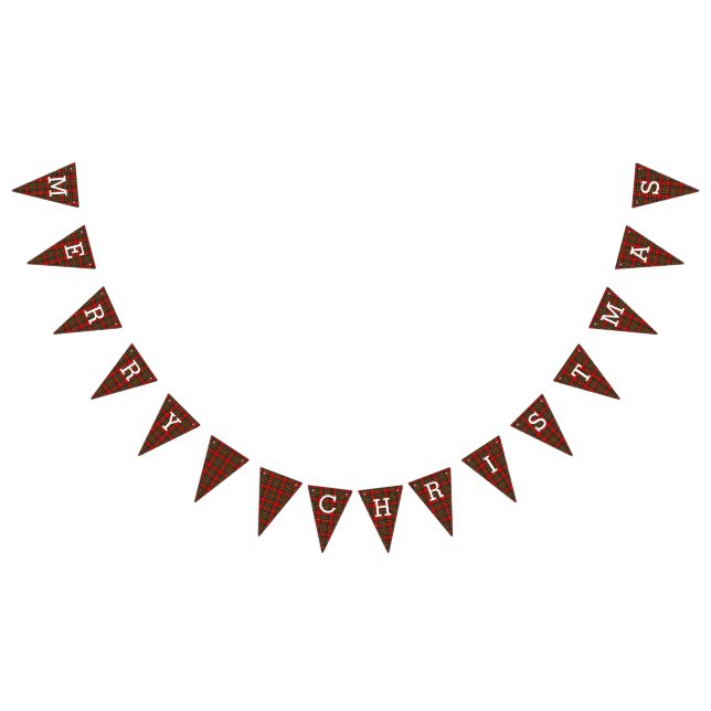 Bandeirinha Feliz Natal retro da xadrez (Todos)