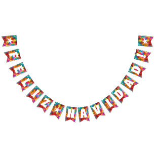 BANDEIRINHA FELIZ NAVIDAD CHRISTMAS COORFUL RAINBOW