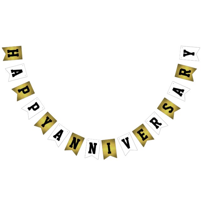 Bandeirinha Feliz Ouro de aniversário e Branco (Todos)