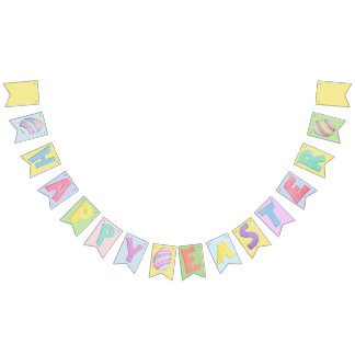 Bandeirinha Felz pascoa | Banner Pastel Watercolor