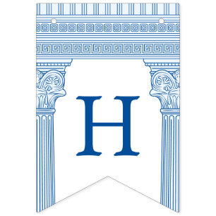 Bandeirinha Festa de 50 anos com templo grego de cor personali