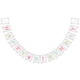 Bandeirinha Festa de aniversário Axolotl rosa com aquarela