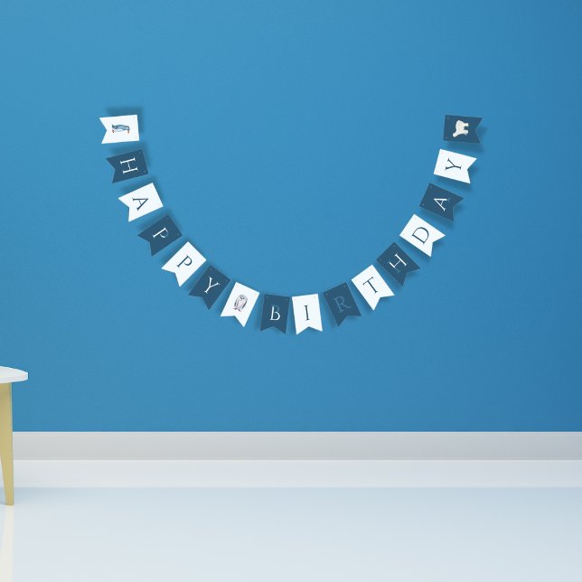 Bandeirinha Festa de aniversário Blue Boy do Ártico Inverno (Criador carregado)