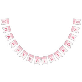 Bandeirinha Festa de aniversário cor-de-rosa para meninas com