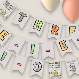 Bandeirinha Festa de aniversário de 3 anos de 3-i-e-i-o de ani