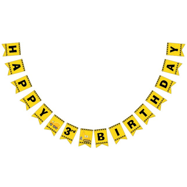 Bandeirinha Festa de aniversário de 3 anos de Truck Kids de Co (Todos)