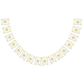 Bandeirinha Festa de aniversário de Bolo de Banana com Aquarel