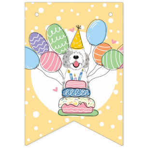 Bandeirinha Festa de aniversário de Cachorro Azul-Merle Sheepa