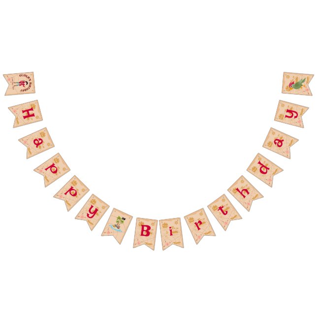 Bandeirinha Festa de aniversário de diversão do mapa do tesour (Todos)