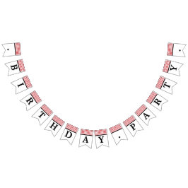 Bandeirinha Festa de aniversário de pontos vermelhos e brancos