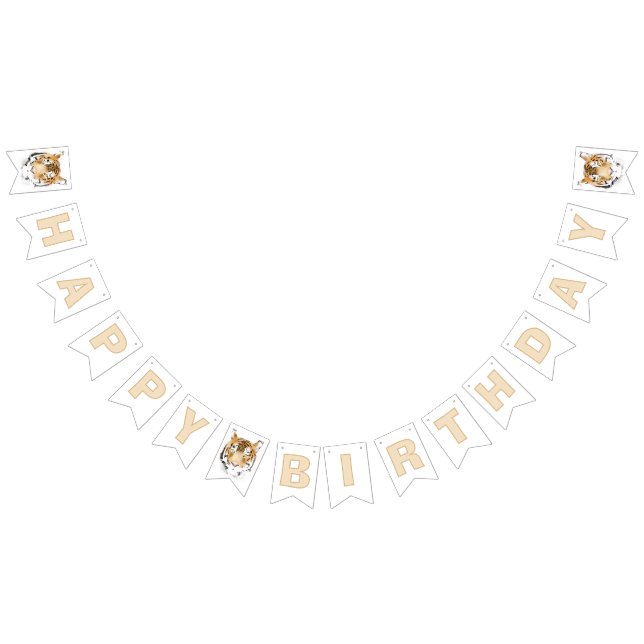 Bandeirinha Festa de Aniversário Feliz da Cabeça de Tigre (Todos)