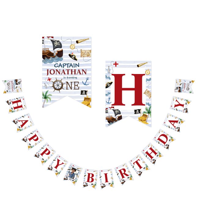 Bandeirinha Festa de Aniversário Feliz da rua Pirata (Criador carregado)