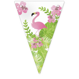 Bandeirinha Festa de aniversário Flamingo Rosa Tropical