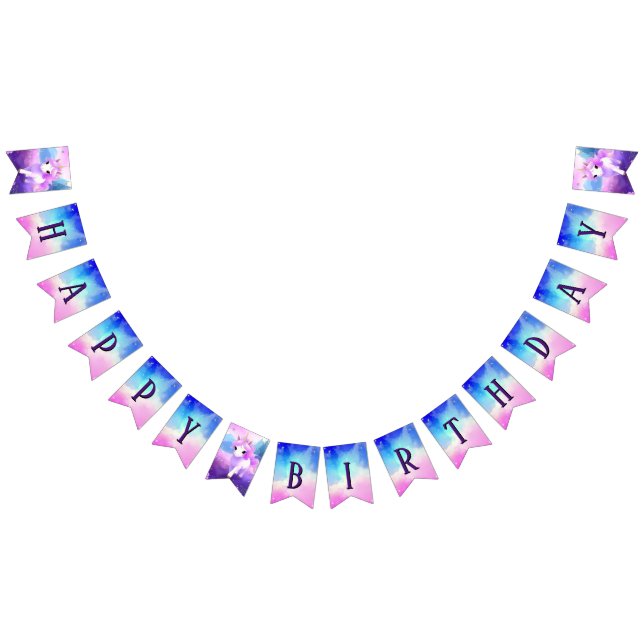 Bandeirinha Festa de aniversário mágica do Unicórnio (Todos)