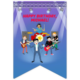 Bandeirinha Festa de aniversário Rock Star Banda