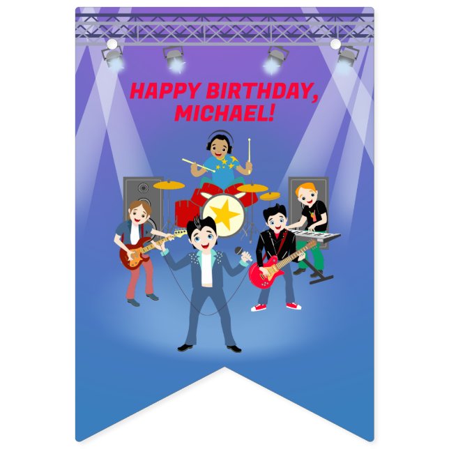 Bandeirinha Festa de aniversário Rock Star Banda (Primeira Bandeira)