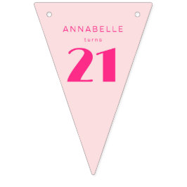 Bandeirinha Festa de Aniversário Rosa Moderno 21 Vinte Um