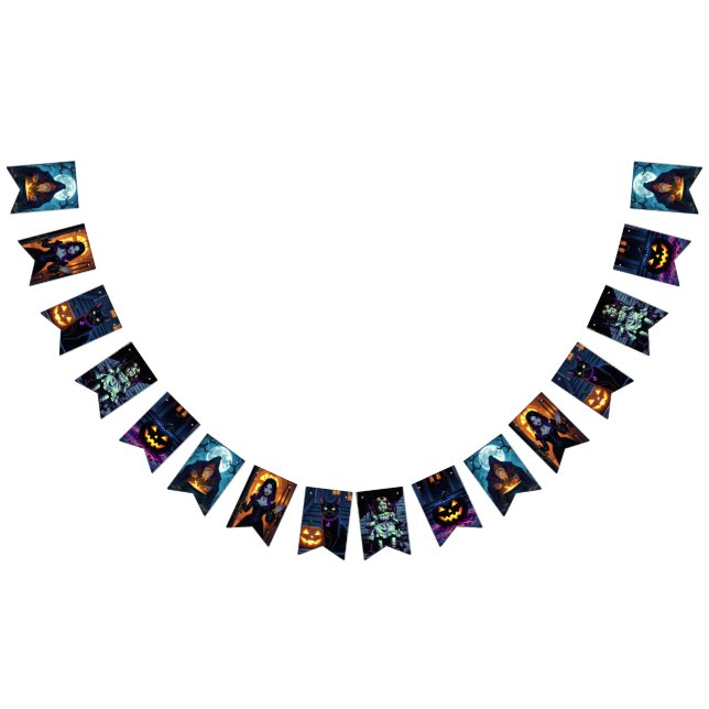 Bandeirinha Festa de Bruxas e Warlocks no Halloween (Todos)