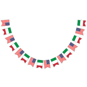 Bandeirinha Festa de casamento internacional americana e