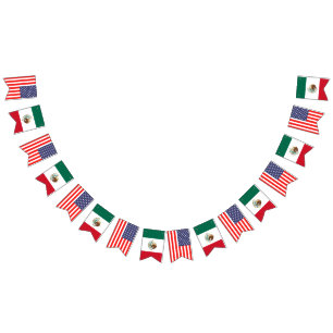 Bandeirinha Festa de casamento internacional americana e mexic
