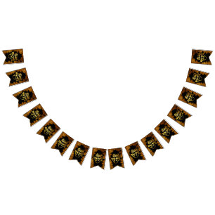 Bandeirinha Festa de Celebração de Ano Novo Pine Dourada Busin