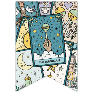 Bandeirinha Festa de Chá de Bebê com Cartas de Tarot