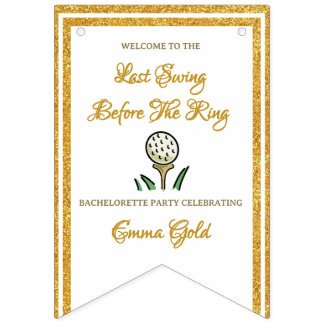 Bandeirinha Festa de Despedida de Solteira Golfe Dourado Brilh
