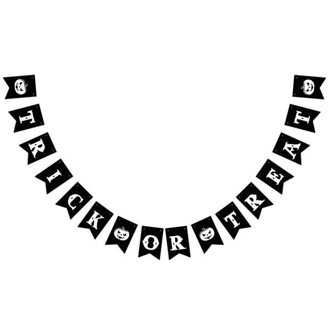 Bandeirinha Festa de Dia das Bruxas Preta e Branca (Todos)