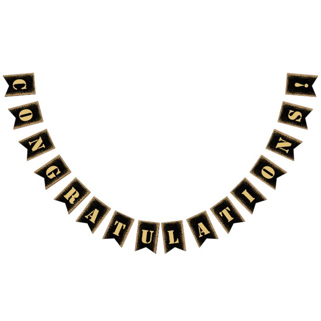 Bandeirinha Festa de formatura brilhante Dourada e preto moder (Todos)