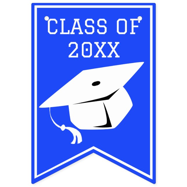 Bandeirinha Festa de Formatura com Cores Escolares Azul e Bran (Primeira Bandeira)