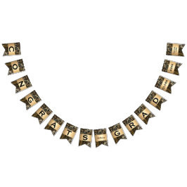 Bandeirinha Festa de formatura de ferrão preto e Dourado