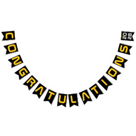 Bandeirinha Festa de Formatura de Parabéns Preto e Dourado Mod