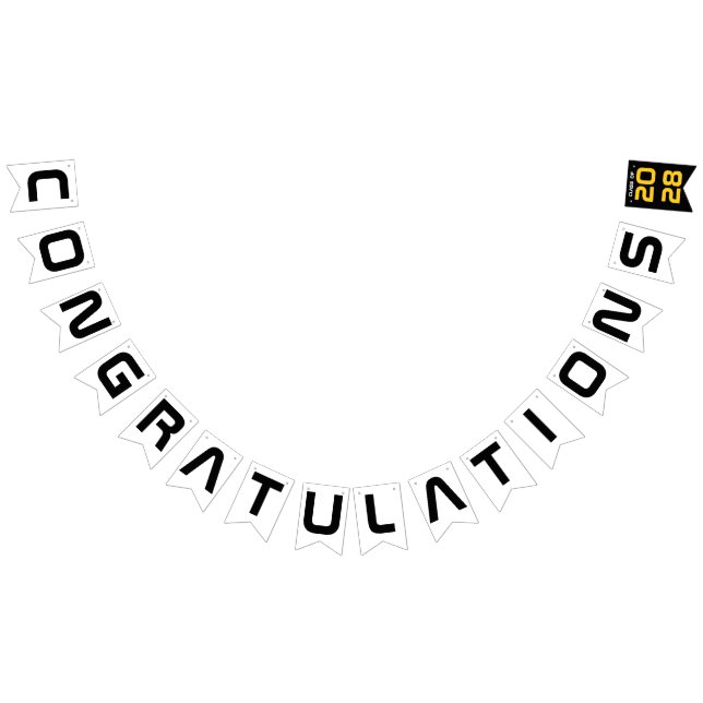 Bandeirinha Festa de formatura de Parabéns Pretos Dourados Mod (Todos)