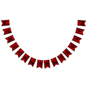 Bandeirinha Festa de Halloween Mau Black Cat Pumpkin Red Scary