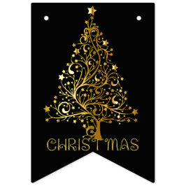 Bandeirinha Festa de Natal Elegante Dourada Negra Merry