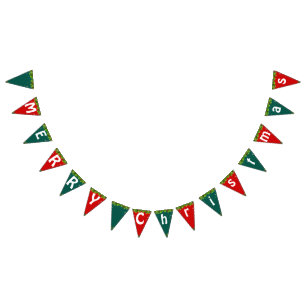 Bandeirinha Festa de Natal VERDE VERMELHA MERRY