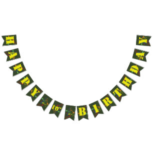 Bandeirinha Festa de Paintball Verde do Exército Feliz Anivers