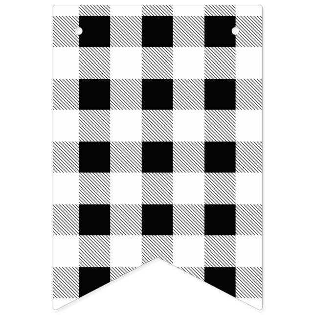 Bandeirinha festa de plaid de búfalo preto e branco de casa de (Primeira Bandeira)