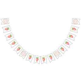 Bandeirinha Festa de primeiro aniversario de morangos de aquar